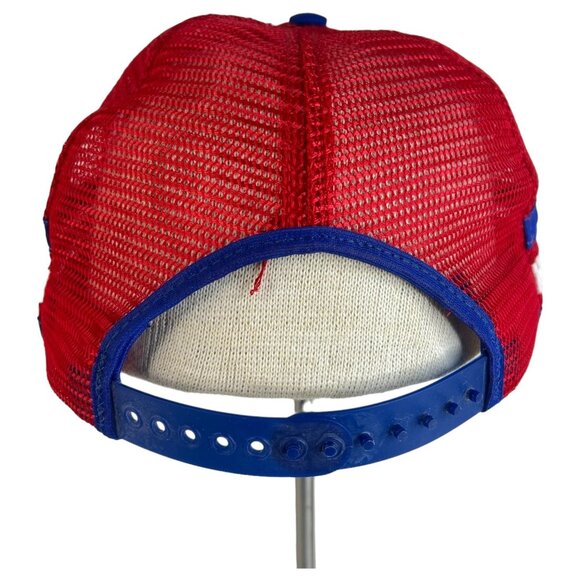 Vintage The Detroit News Trucker Hat 3 Stripe Mesh Snapback Cap USA Red Blue - Picture 3 of 6